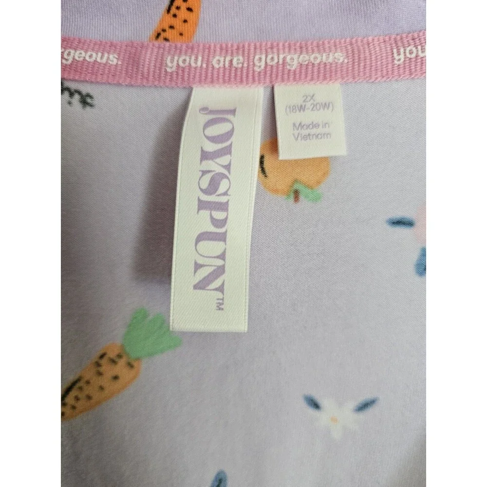 Joyspun NWT Womens 2X Pajama Set Purple Fruit Print Button Front Short Sleeve
